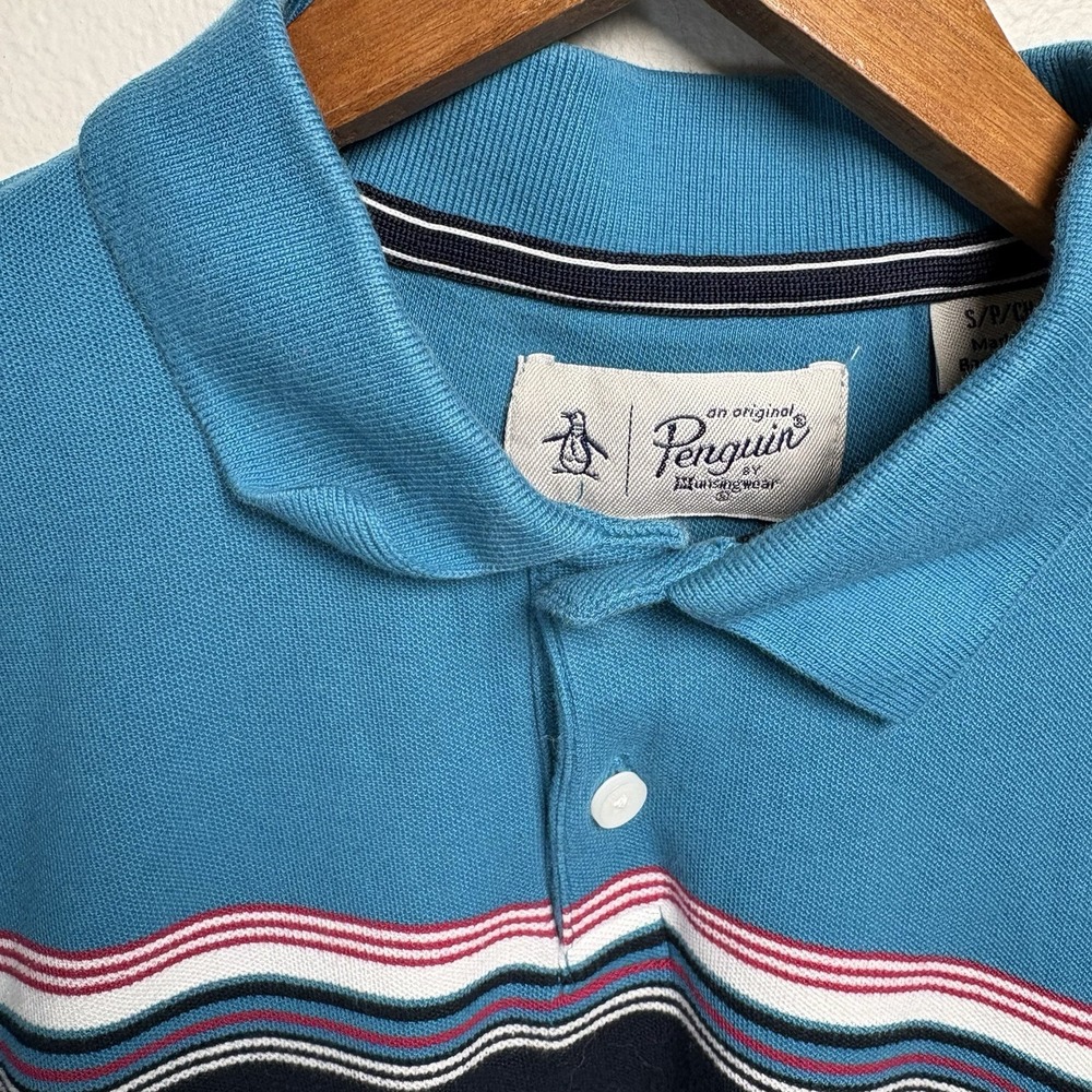 Original Penguin Kids S Blue Polo Shirt Preppy Stripe Cotton - Picture 5 of 9